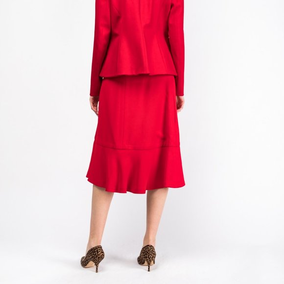 Valentino Silk Midi Skirt Red - Picture 2 of 9